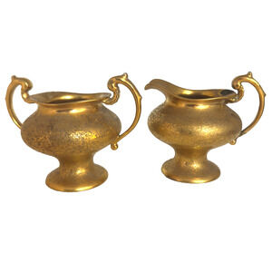 Vintage Stouffers Limoge Cream and Open Sugar Gold Plated *Repaired*